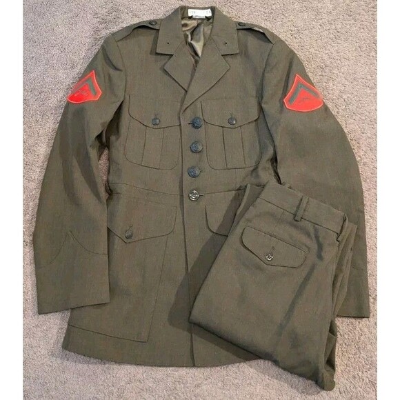 Vintage Bermen Bowdon US Marines Full Uniform Coat & Pants 36S - Picture 1 of 12